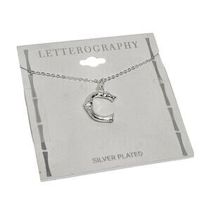 Silver Plated 'C' Initial Pendant Necklace Chic Stylish Fashion Shiny Trendy NWT